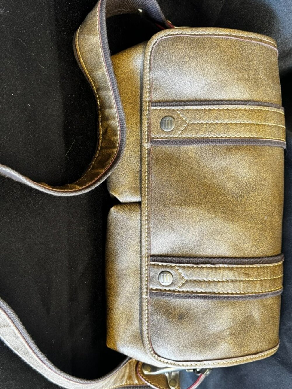 Vintage Esprit Distressed Brown Crossbody Messenger Bag | Multi Pocket | Boho Y2